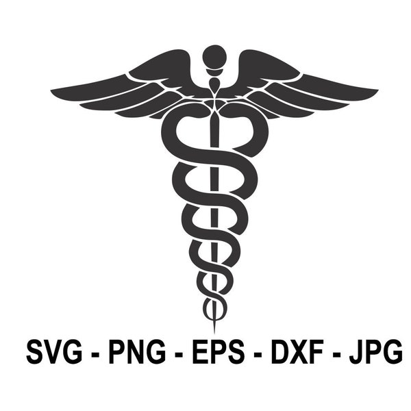 Medizinisches Symbol svg,Caduceus Symbol svg,Instant,Dark silhouette,Instant Download,SVG, PNG, EPS, dxf, jpg digitaler Download