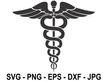Medical Symbol svg,Caduceus Symbol svg,Instant,Dark silhouette,Instant Download,SVG, PNG, EPS, dxf, jpg digital download