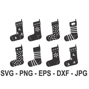 Christmas Socks svg, 8 pcs Of Christmas Socks svg,Instant Download,SVG, PNG, EPS, dxf, jpg digital download