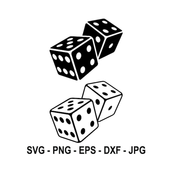 Dice,Black & White silhouette,Instant Download,SVG, PNG, EPS, dxf, jpg digital download