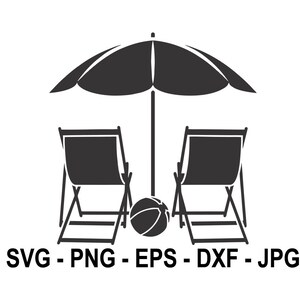 Beach Chairs With Umbrella svg,Summer Vacation svg,Umbrella svg,Instant Download,SVG, PNG, EPS, dxf, jpg digital download