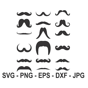 18 Mustache svg,Mustache bundle,Instant Download,SVG, PNG, EPS, dxf, jpg digital download