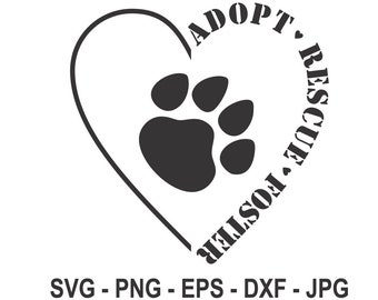 Dog Paws,Adopt,Rescue,Foster svg, ResInstant Download,SVG, PNG, EPS, dxf, jpg digital download