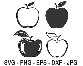 Red Apple Svg, Fruit Svg, Apple Monogram Svg, Apple Png, Apple Vector,  Apple Clip Art. Cut File for Cricut, Silhouette, Pdf Png Eps Dxf. 