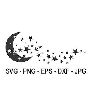 Moon svg,Star Waves svg,Instant Download,SVG, PNG, EPS, dxf, jpg digital download