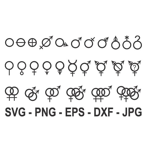 Gender symbols svg,Gender Signs svg,Genders svg,Instant Download,SVG, PNG, EPS, dxf, jpg digital download