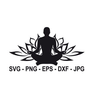 Yoga svg,Lotus svg,Mantra,Instant,Silhouette sombre,Téléchargement instantané,SVG, PNG, EPS, dxf, jpg téléchargement numérique