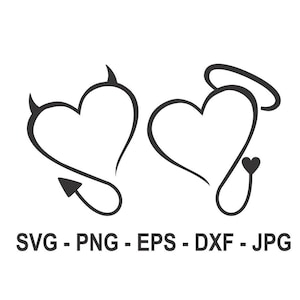 Teufel Herz,Engel Herz,Sofort Download,SVG,PNG,EPS,dxf,jpg digital download