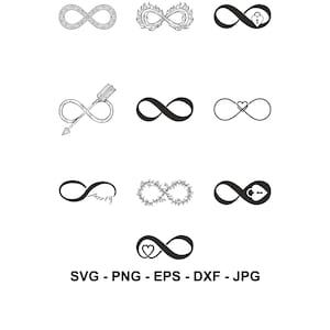 Infinity symbol svg,Infinity sign Bundle, 10 pcs Bundle,Dark silhouette,Instant Download,SVG, PNG, EPS, dxf, jpg digital download