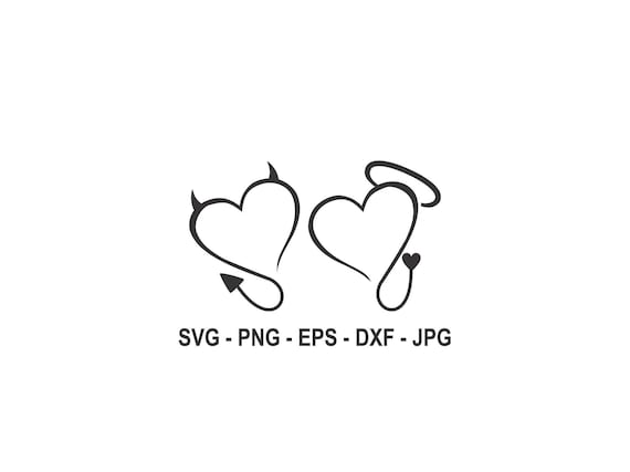 Devil Heart,angel Heart,instant Download,svg, PNG, EPS, Dxf, Jpg