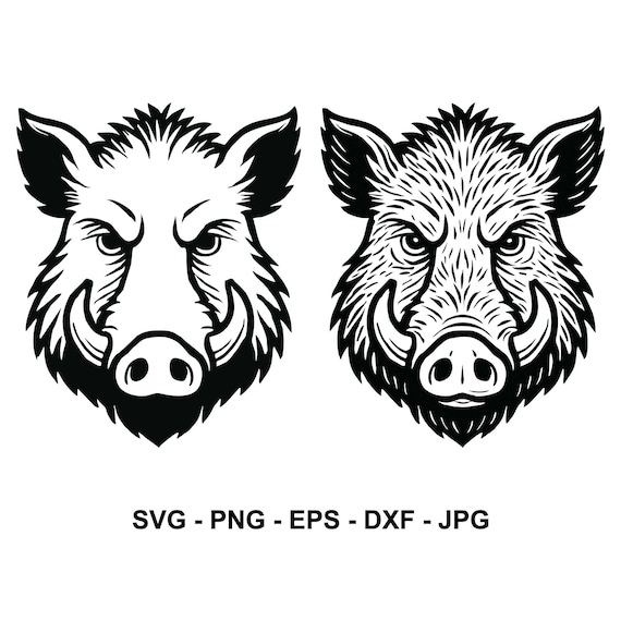 イノシシの頭、イノシシの頭 svg、豚、即時ダウンロード、SVG、PNG 