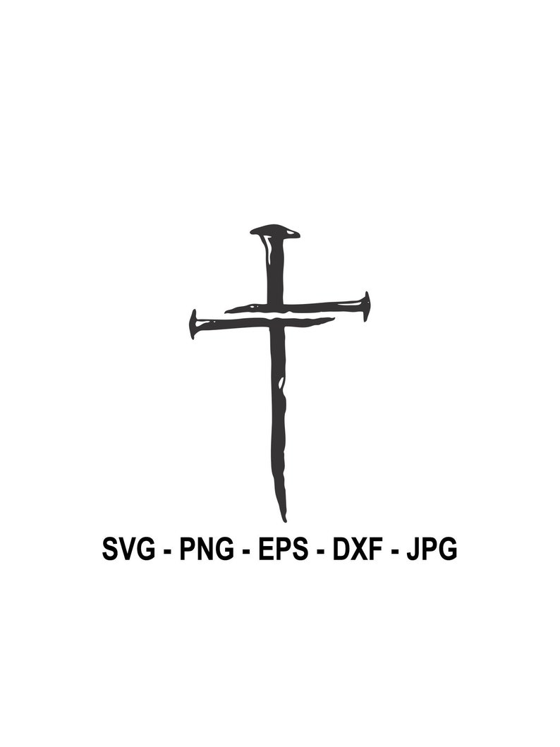 dxf Nail Cross svg,Three Nails Cross svg,Instant,Dark silhouette,Instant Download,SVG jpg digital download EPS PNG