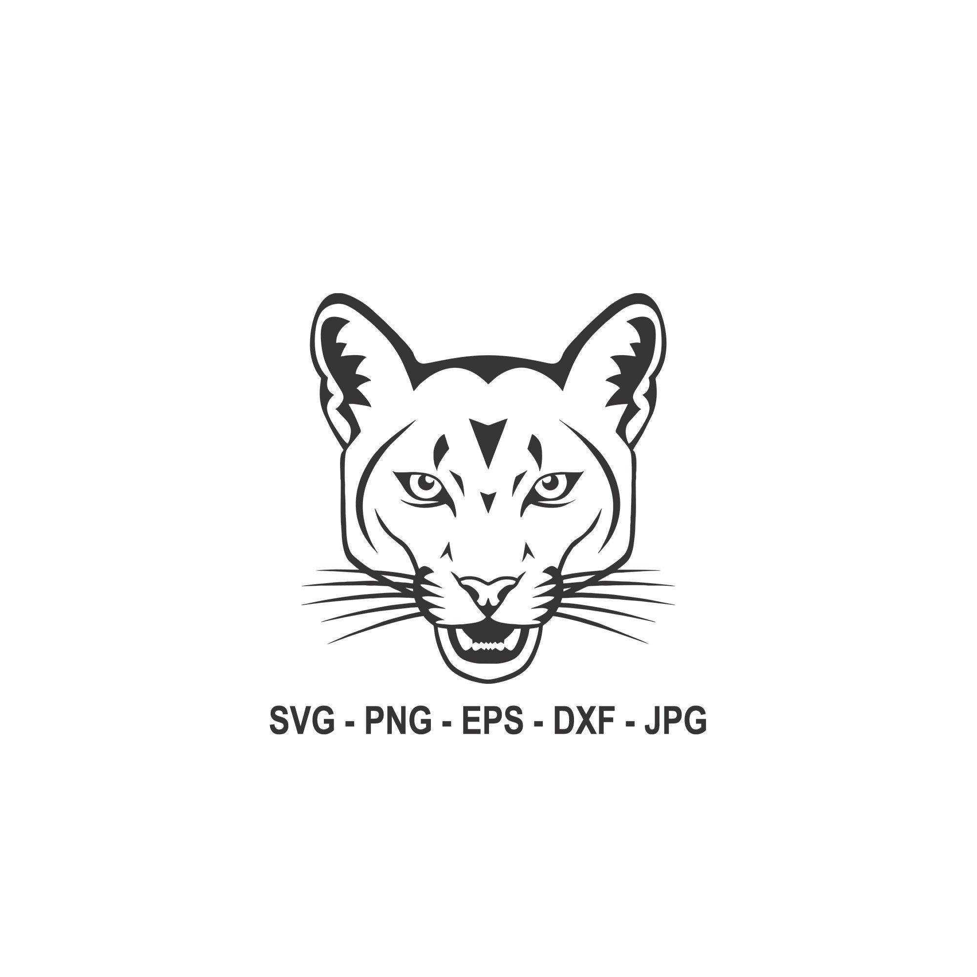 Cougar svg,Cougar Face svg,Animal svg,Instant Download,SVG, PNG, EPS, dxf, jpg download digitale