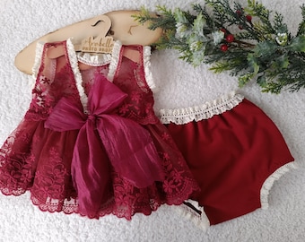 Lace Newborn Romper Set for Photography Props, Vintage Photo Prop, Newborn size for girl