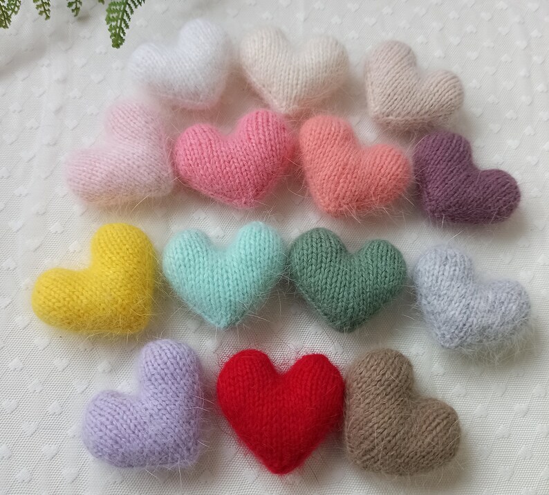 Knitted Stuffed Hearts for Newborn Photo Props Small Heart Etsy