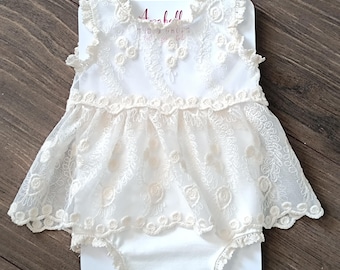 Vintage Newborn Lace Dress Baby Girl Prop Outfit