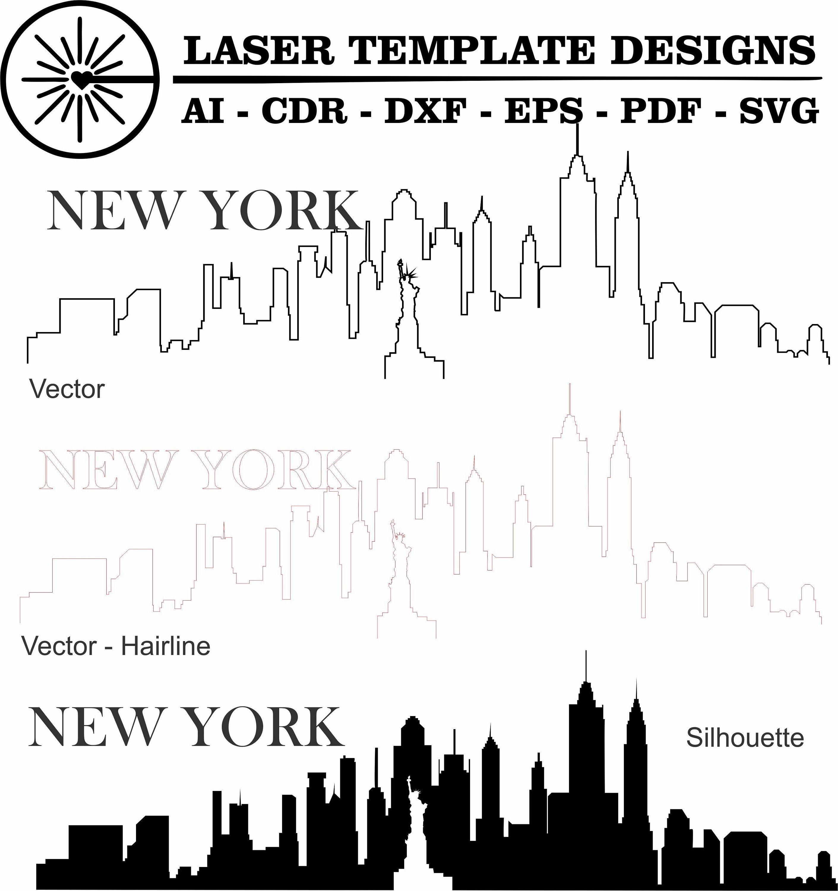 City Skyline New York Digital Laser Cut Template | Etsy