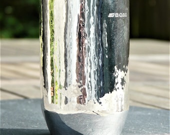 Hand Forged Sterling Silver Cup: Hammered Kiddush Beaker