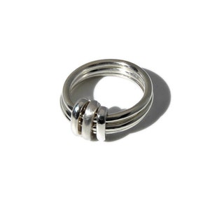 Sterling Silver Kinetic Ring with 9ct Gold Charms, Spinner Anxiety Band image 5
