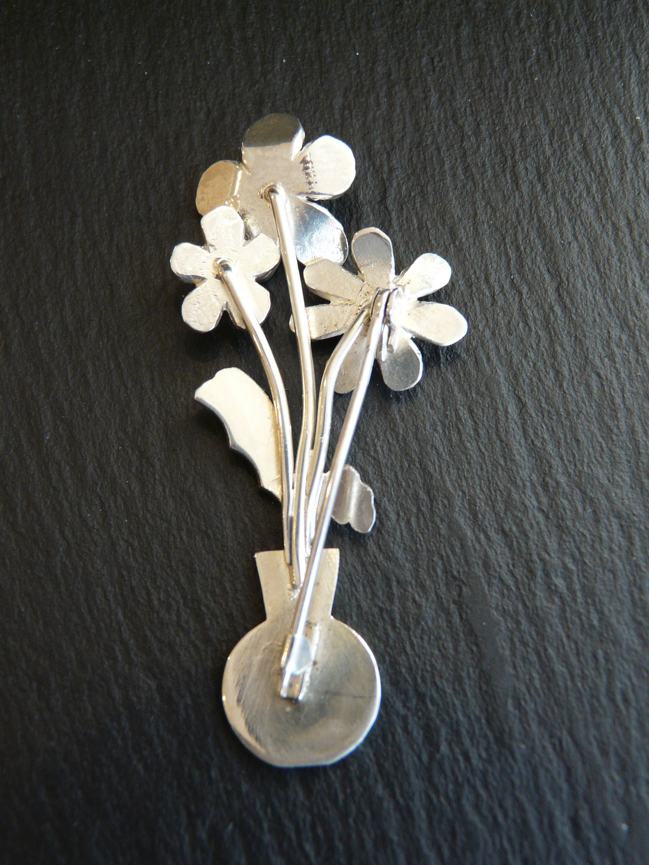 Silver flower bouquet brooch hallmarked wild daisy 4th | Etsy