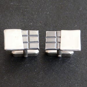 Sterling silver chocolate bar cufflinks, oxidised silver jewelry, wrapped chocolate bar charm, gift for chocolate candy lover, husband, dad