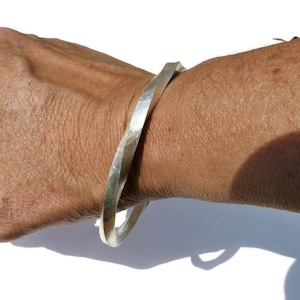 Hand Forged Sterling Silver Twisted Bangle: Chunky Hallmarked Cuff
