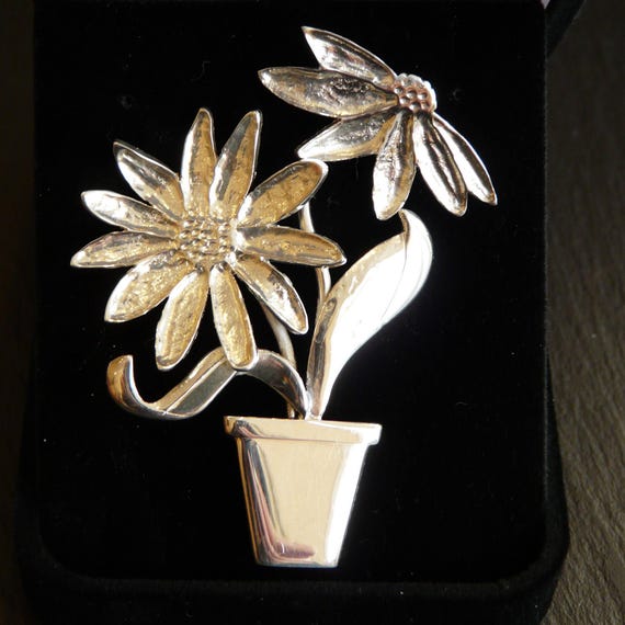 Sterling Silver Sunflower Brooch: Handmade Hallmarked Botanical Flower Jewellery