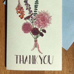 PERSONNALISABLE ! -Notes de remerciement floral aquarelle dessiné à la main - Merci notecards - bespoke illustration de bouquet de mariage