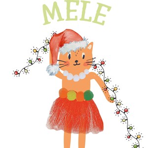 Mele Kalikimaka Aloha Cat Hawaiian Christmas Design Digital Print Printable Instant Download DIY Card Poster Wall Art Mug svg jpg png pdf