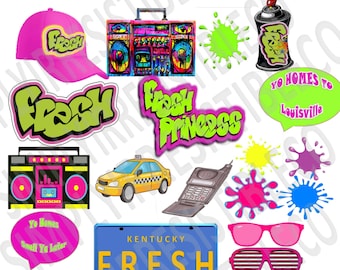 Photo Booth Party Props- Printable- Digital Download- Fresh Princess Theme