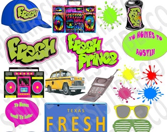 Photo Booth Party Props- Printable- Digital Download- Fresh Prince Theme