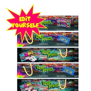 EDIT YOURSELF ***Custom Water Labels  -Fresh Prince- Blue  Highlight - Instant Download