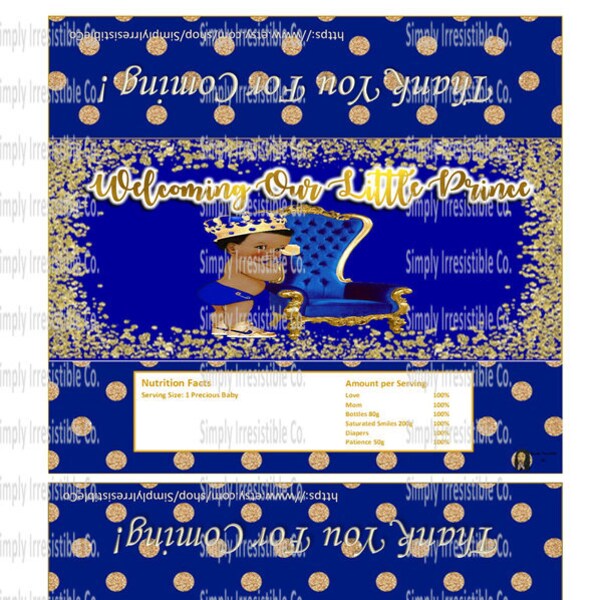 Candy Bar Wrappers-  Candy Bar Labels-  Blue  Gold  Baby Shower Royal Prince -  ** *Instant Download ***NONPERSONALIZED