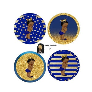Centerpiece and Or Custom Charger Insert-  Blue and Gold- Royal Prince- Baby Shower - Instant Download