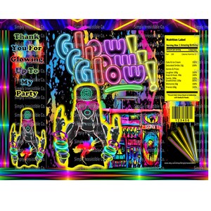 Custom Chip Bags-   Favor Bag- Party Bag-  Candy Bag- Popcorn Bag  - Glow Party *** INSTANT DOWNLOAD ***NONPERSONALIZED