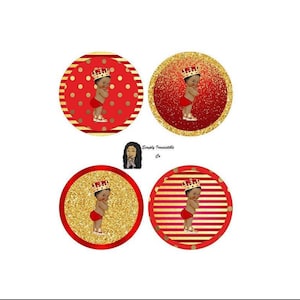 Pieza central o inserto de cargador personalizado- Rojo y dorado- Príncipe Real- Baby Shower - Descarga instantánea