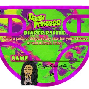 Diaper Raffle Tickets -  Fresh Princess Birthday Pink ** Instant Download ***NONPERSONALIZED