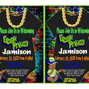Aangepaste feestuitnodigingen / bedankkaarten - geboorteaankondigingen - Fresh Prince-thema