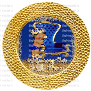 Aangepaste oplader invoegen-blauw en goud-Royal Prince-baby shower-direct downloaden