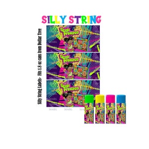 Silly String  Labels- Fresh Princess  ** INSTANT ***NONPERSONALIZED