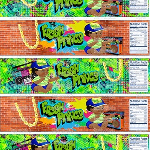 Custom Water Bottle Labels-   Fresh Prince Theme- Baby Shower- INSTANT DOWNLOAD NONPERSONALIZED