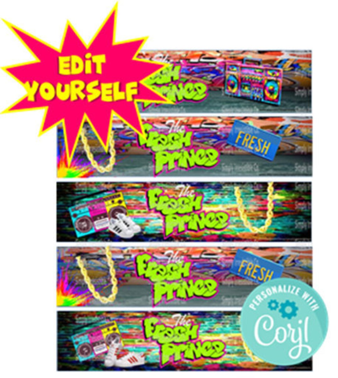 EDIT YOURSELF ***custom Water Labels -90'S Hip Hop- Magenta Highlight ...
