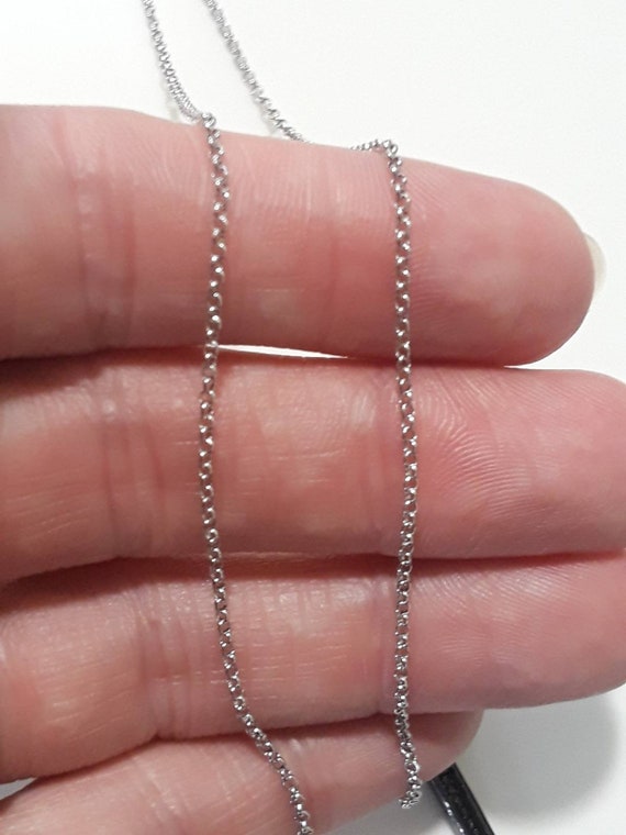 Womens Rhodium Rolo Chain and Charm Rhodium Plated Necklace RHODIUM NECKLACE and Long Spike Pendant Micro Pave Spike