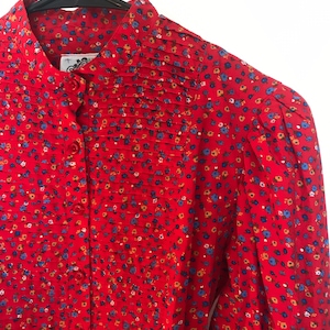 1960s Lanz of Salzburg red hot floral long sleeve dress
