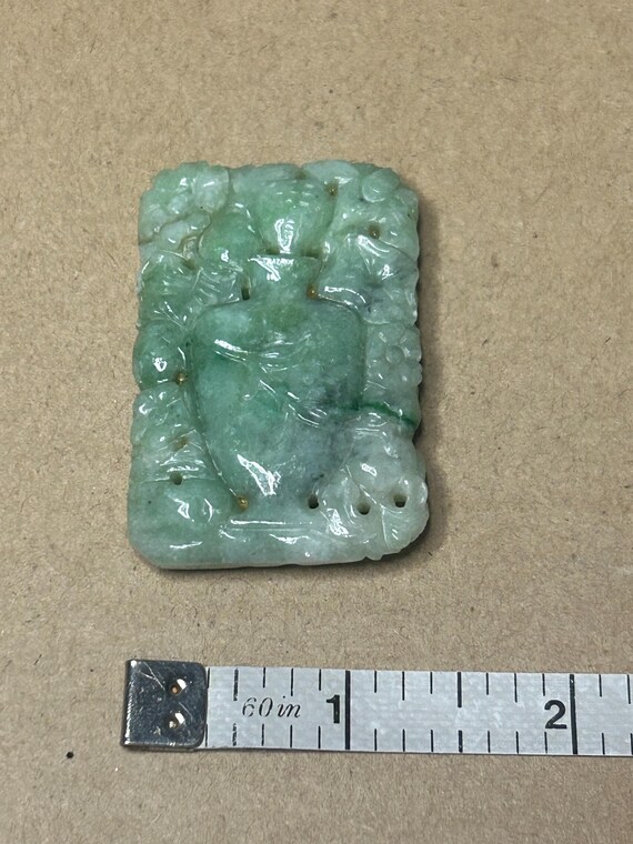 Vintage jadeite patterned rectangular pendant - image 5