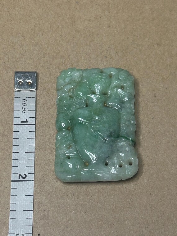 Vintage jadeite patterned rectangular pendant - image 6