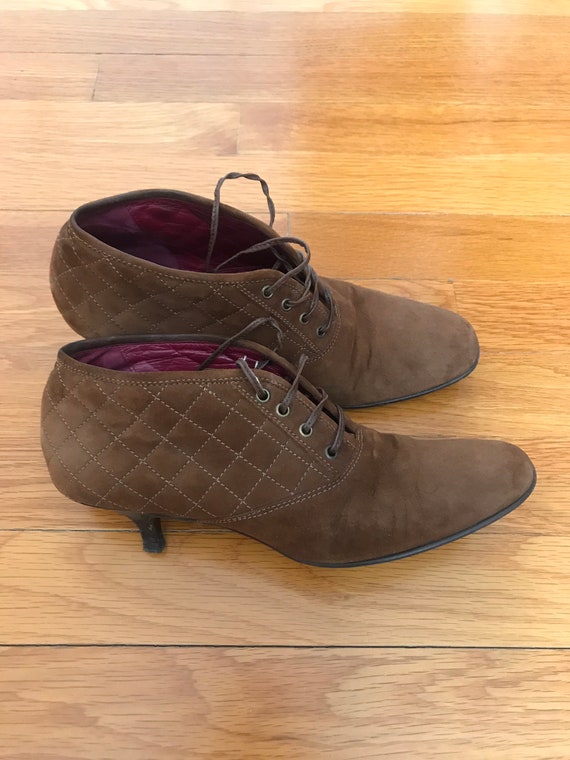 Eric Javits oxford quilted suede shoes