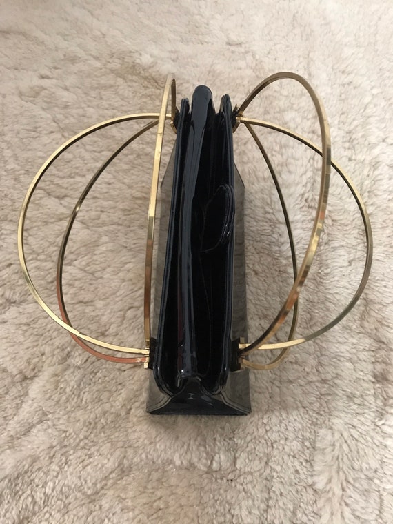Super gorgeous gold metal handle black handbag - image 3