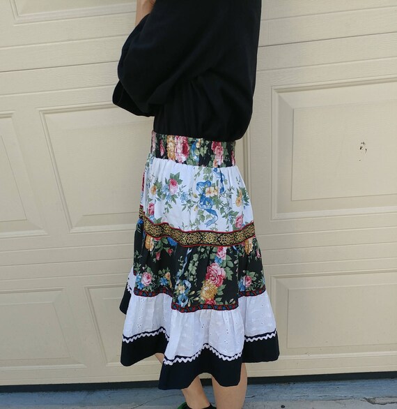 Vintage floral elastic skirt, fit XS-S - image 2