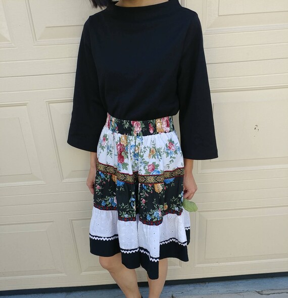 Vintage floral elastic skirt, fit XS-S - image 4